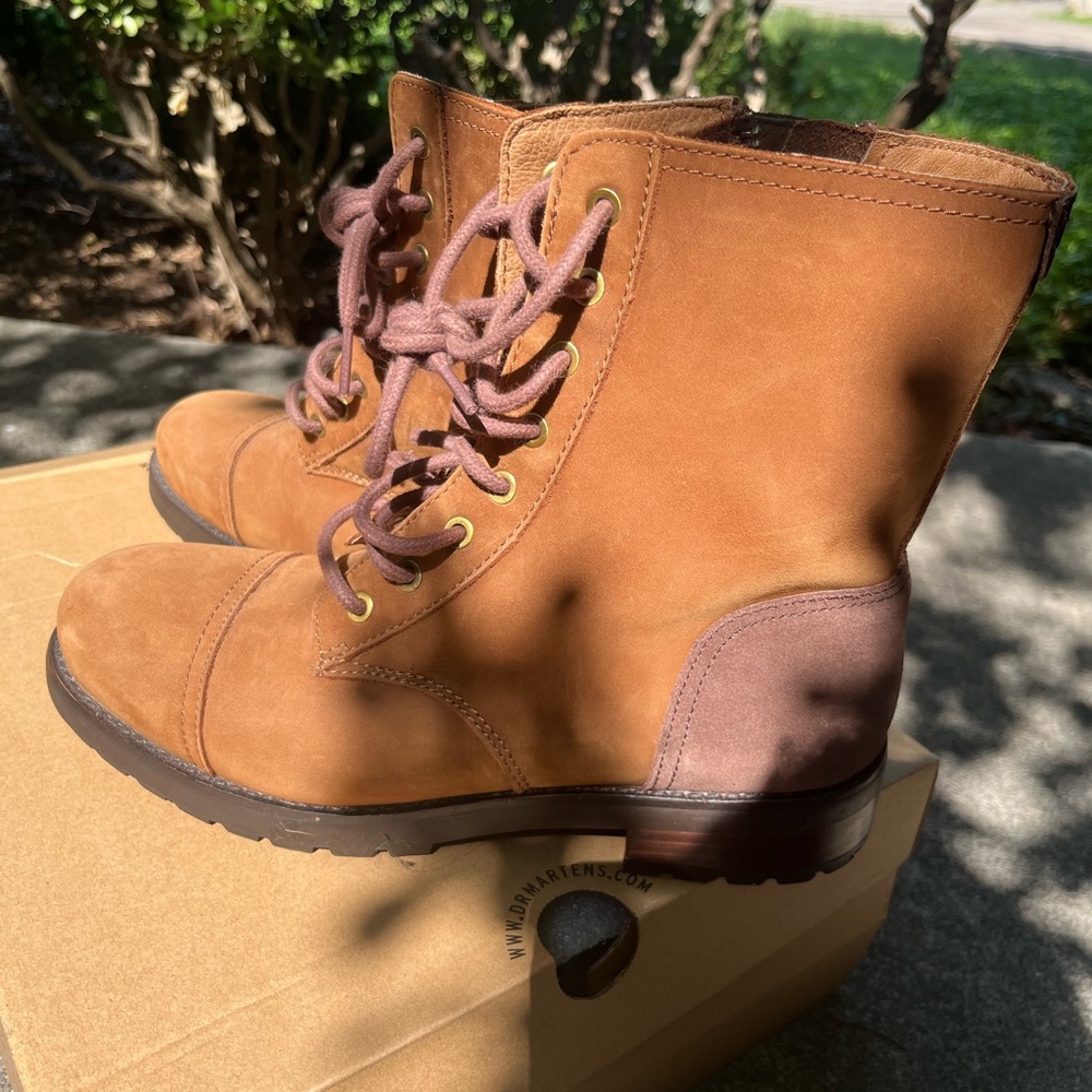 UGG Brown Combat Moto Boots Ankle-High Lace-Up